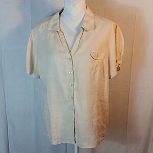 August Silk Beige Linen Top